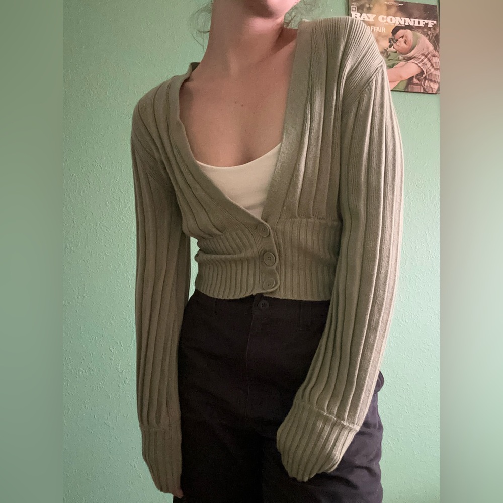 Sage Green Wilfred (Aritzia) Button Up Cardigan, Size Small